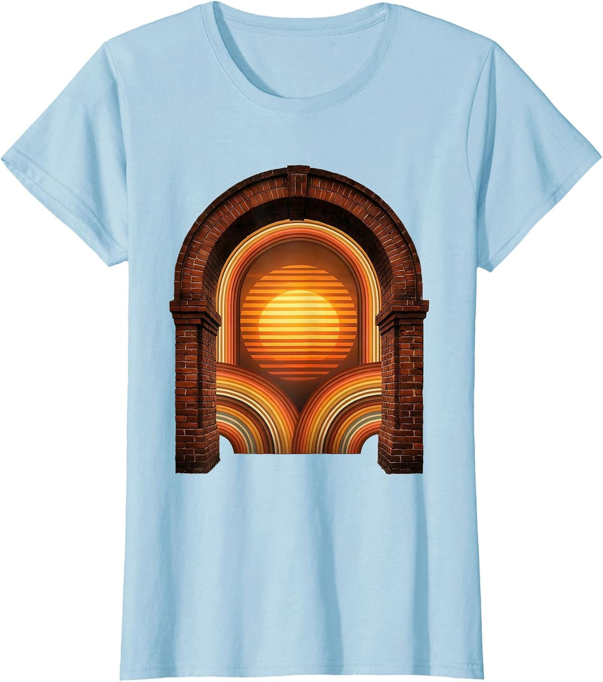 Brick Archway Sunset Graphic - Mason 67 T-Shirt - Baby Blue