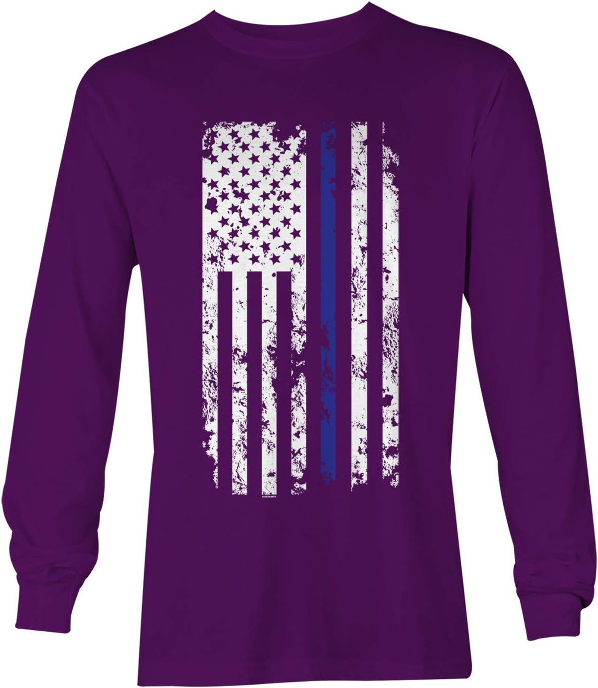 Haase Unlimited Blue Line American Flag - Support Cops Police Unisex Long Sleeve Shirt - Purple