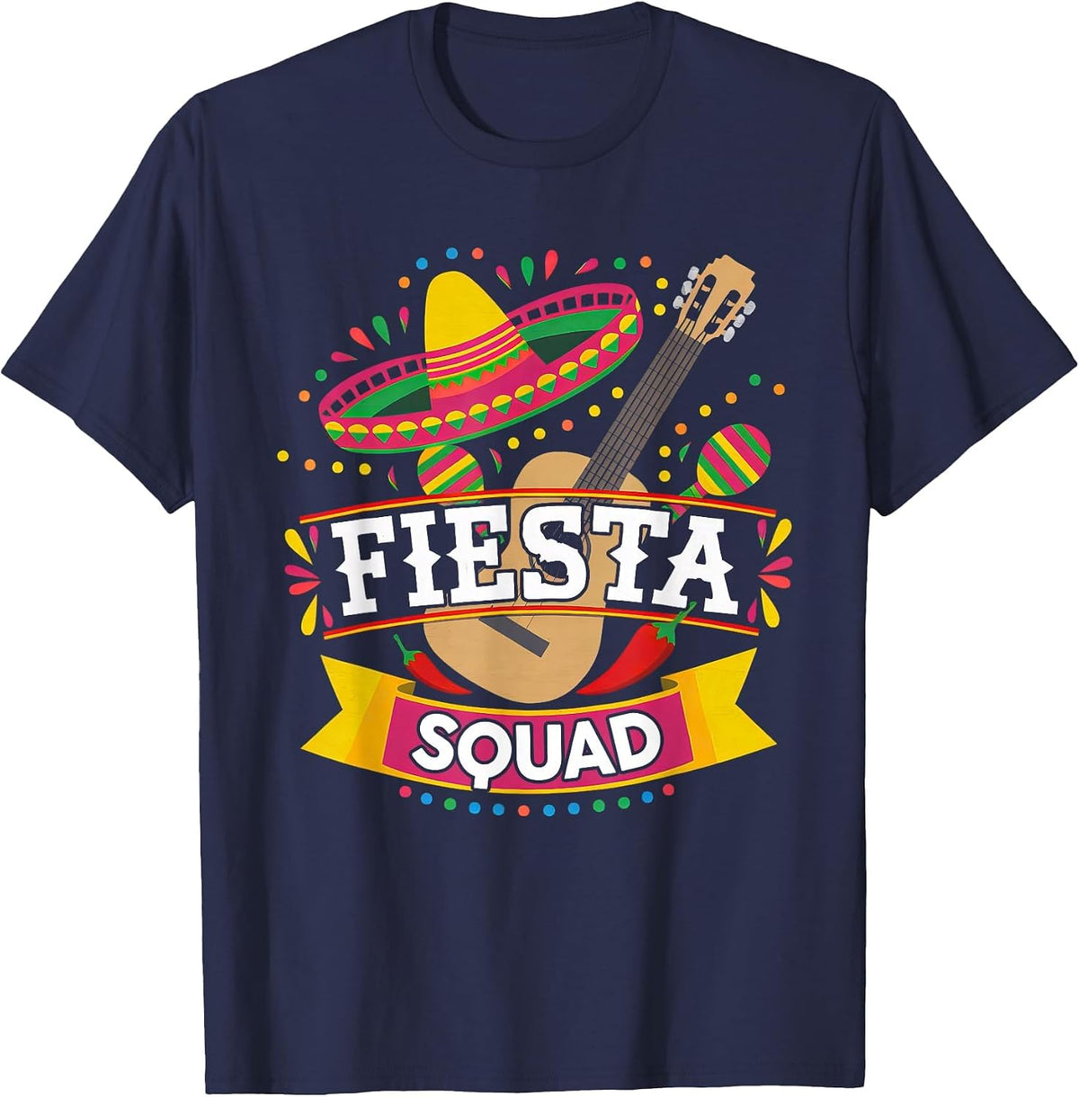 Fiesta Squad Cinco De Mayo Funny Mexican Party Cinco De Mayo T-Shirt - Navy Blue