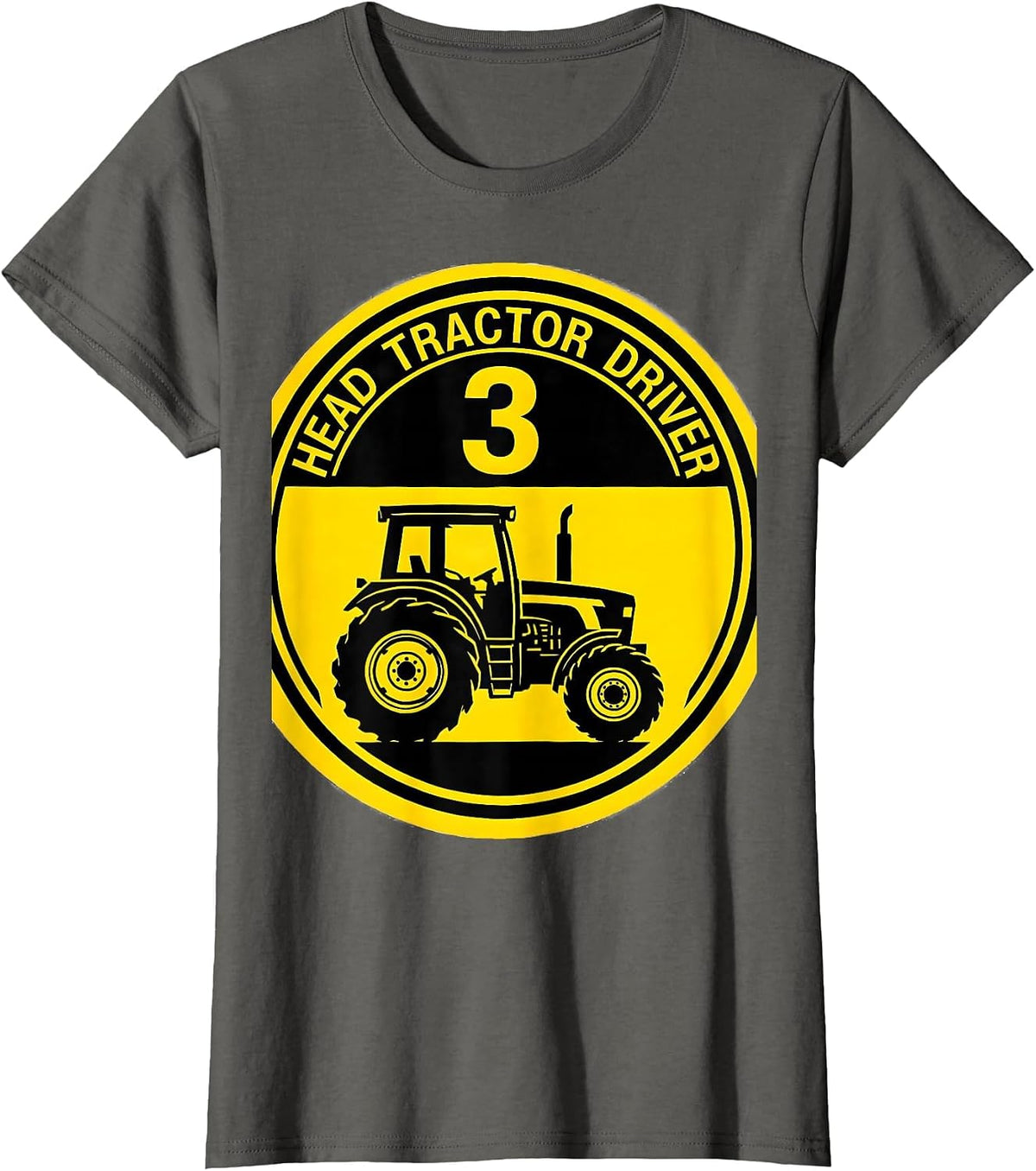 Women's Head Tractor Driver Age 3 Toddler Boy Birthday Tractor Lover T-Shirt - Asphalt Grey