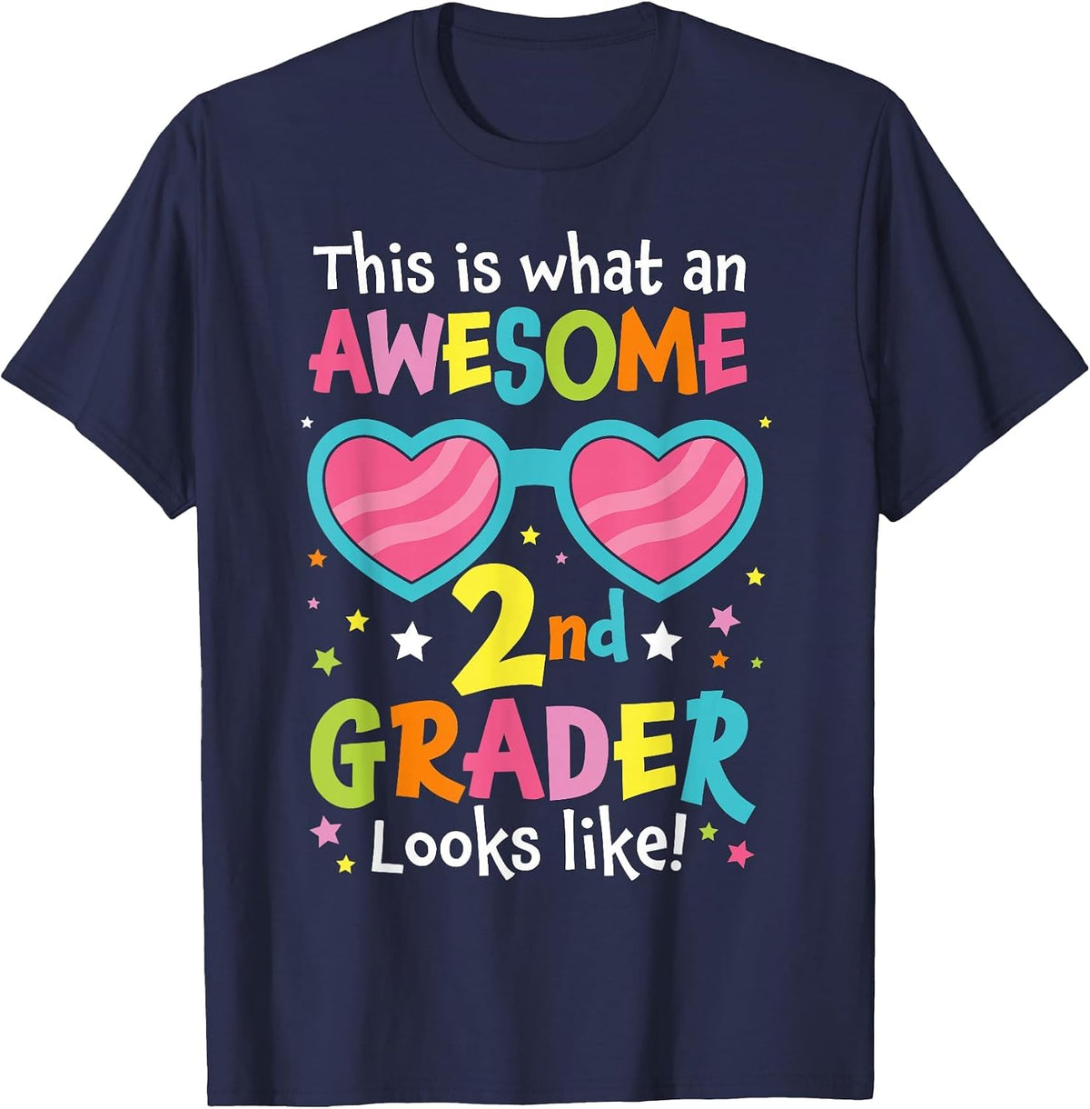 First Day of 2nd Grade Back to School Awesome 2nd Grader T-Shirt - Navy Blue