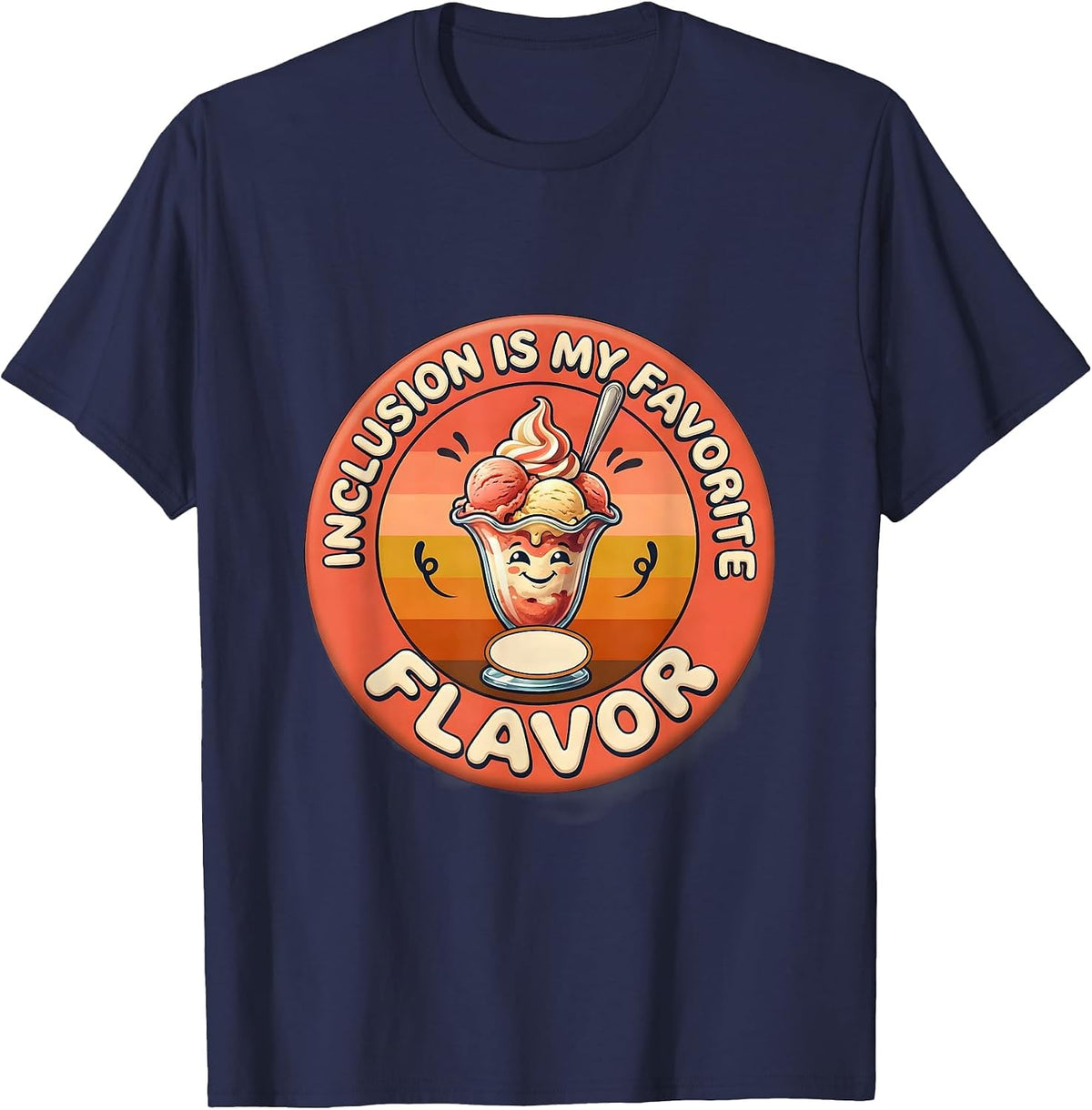 Men's Inclusion Is My Favorite Flavor Retro 70s Special Education T-Shirt - Navy Blue