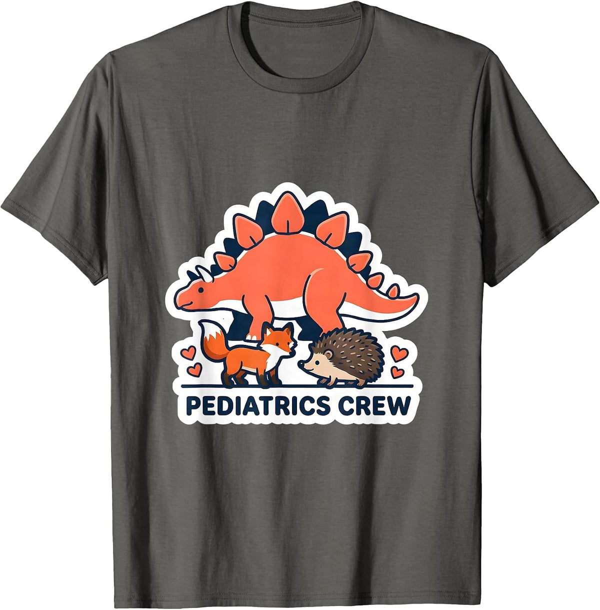 Men's Pediatrics Crew Cute Animal Pediatric Nurse PICU NICU T-Shirt - Asphalt Grey