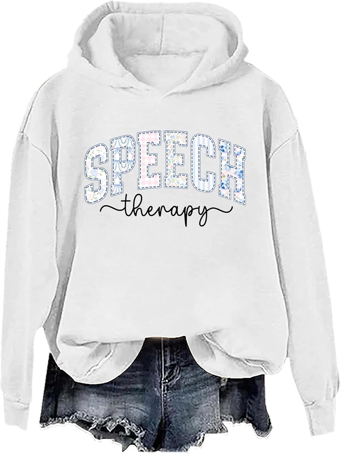 Speech Therapy Sweatshirts For Women Speech Language Pathology Sweatshirt Language Pathology Gifts Shirt - Hooded Neck White