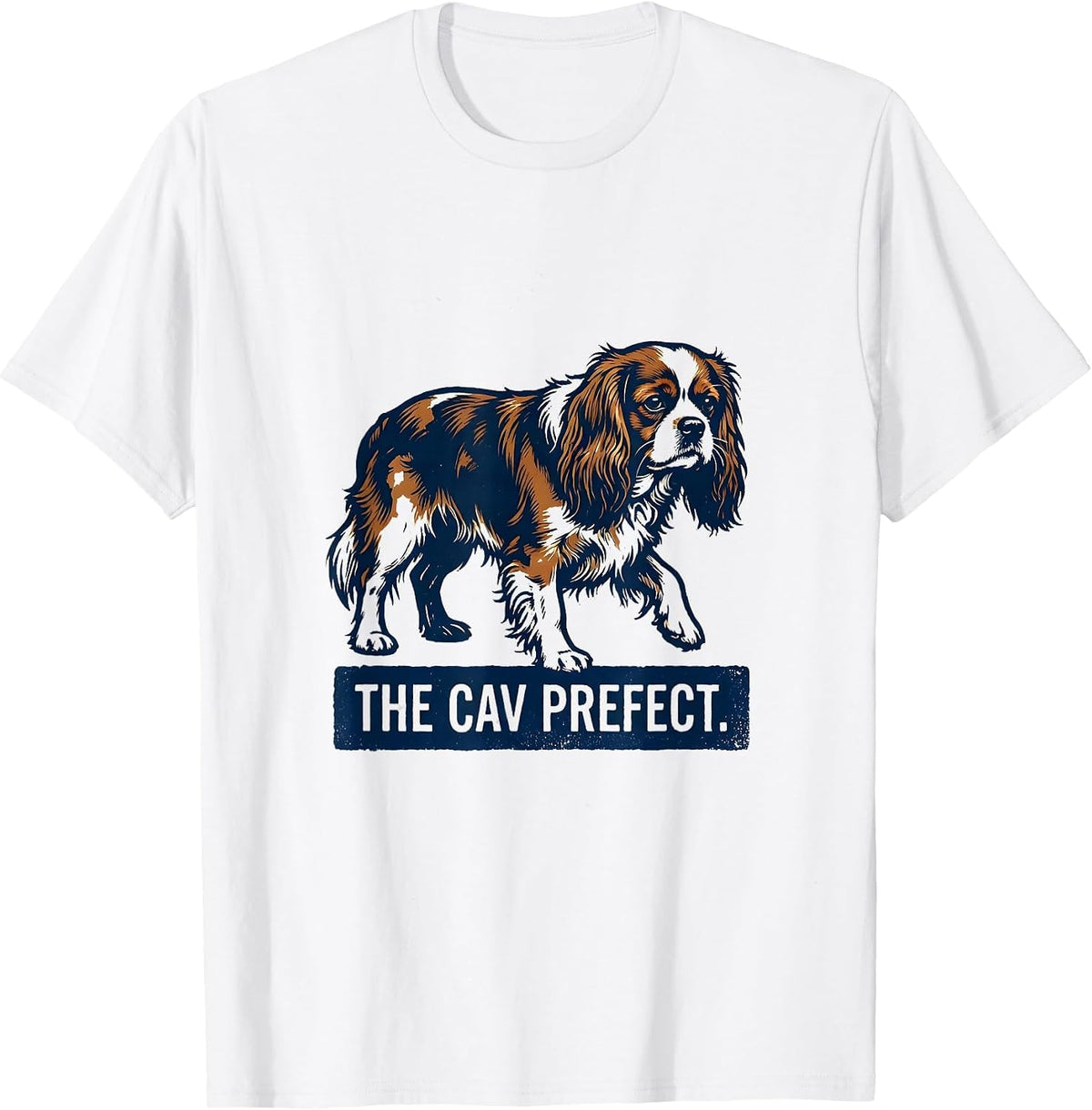 Men's The Cav Prefect Rubber Stamp Cavalier King Charles Spaniel T-Shirt - White