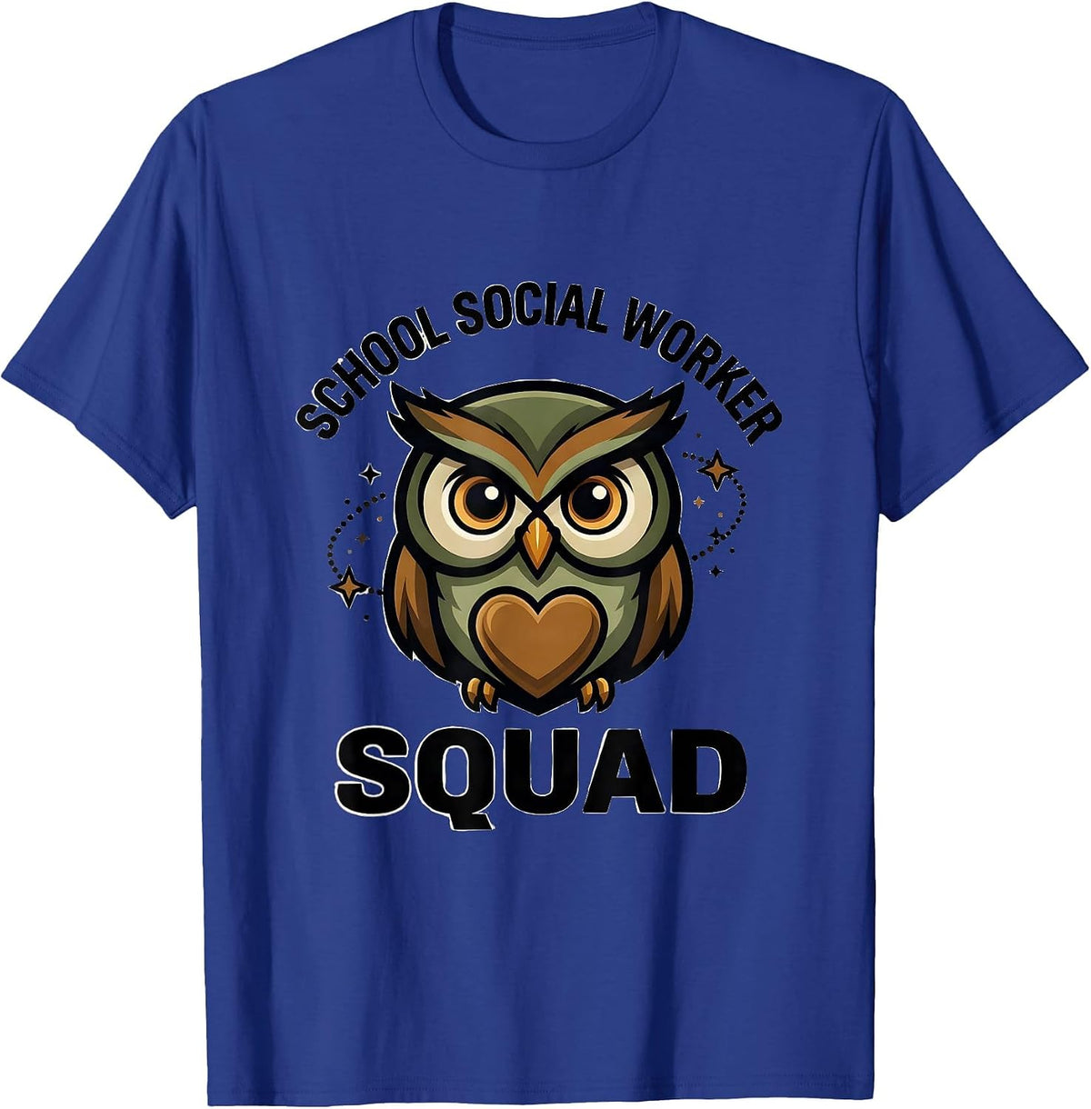 Men's School Social Worker Squad Bold Owl Mascot Counselor T-Shirt - Royal Blue
