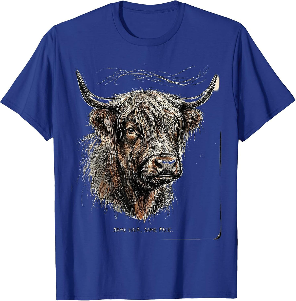 Same Hair, Same Pace Funny Highland Cow Humor Cow Lover Gift T-Shirt - Royal Blue
