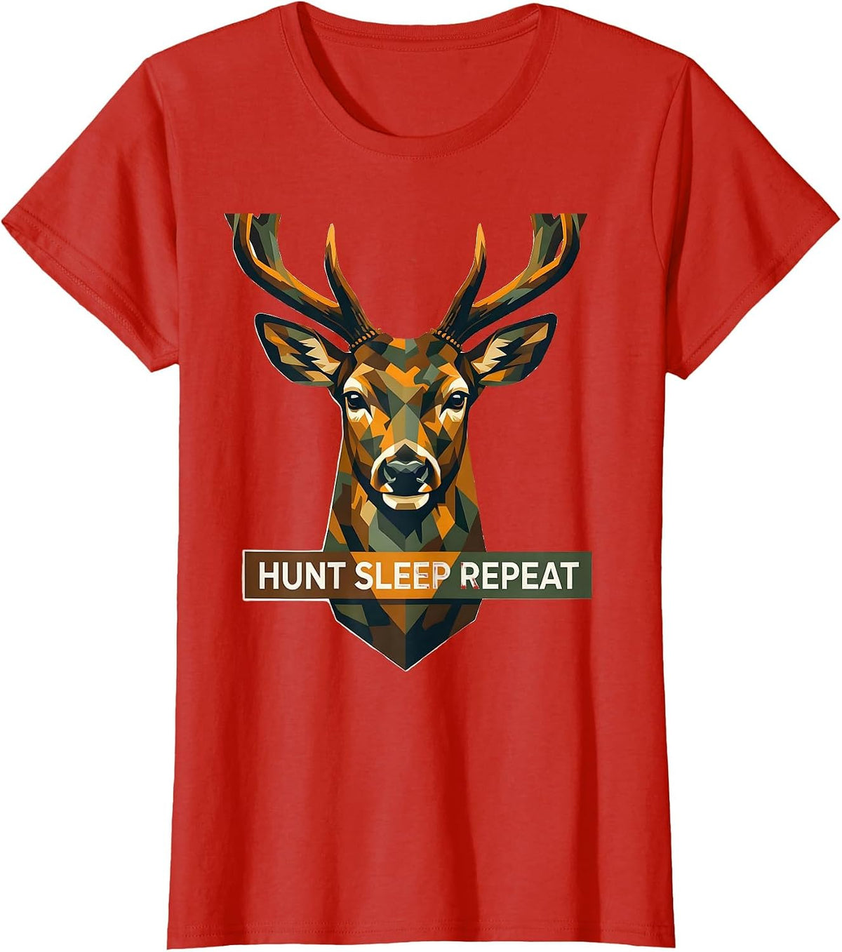 Women's Hunt Sleep Repeat Camo Hunting Design T-Shirt - Red