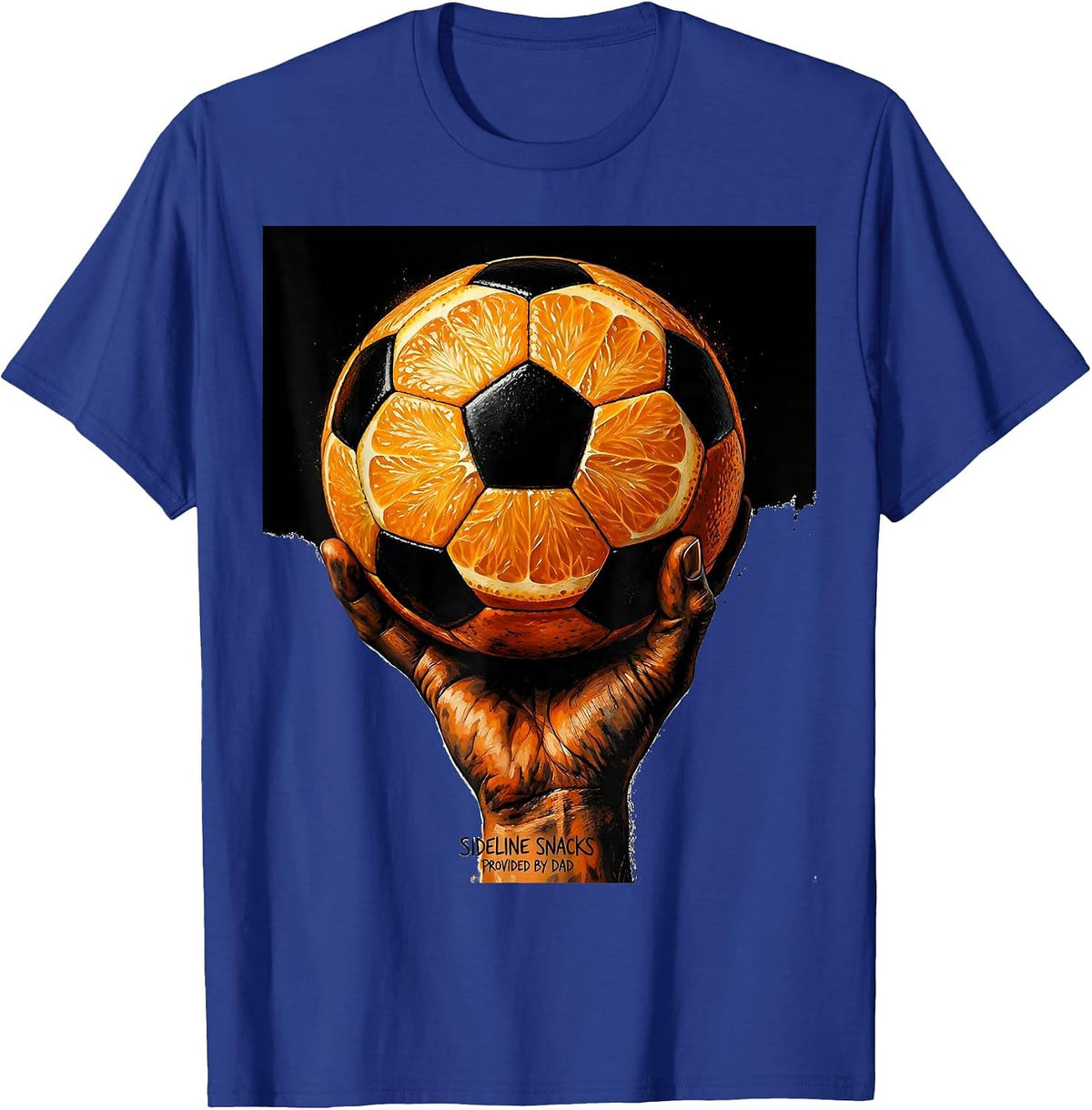 Men's Sideline Snacks Provided By Dad Soccer Design T-Shirt - Royal Blue
