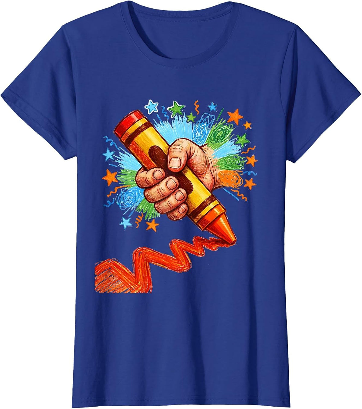 Women's Bold Crayon Streak Graphic Tee T-Shirt - Royal Blue