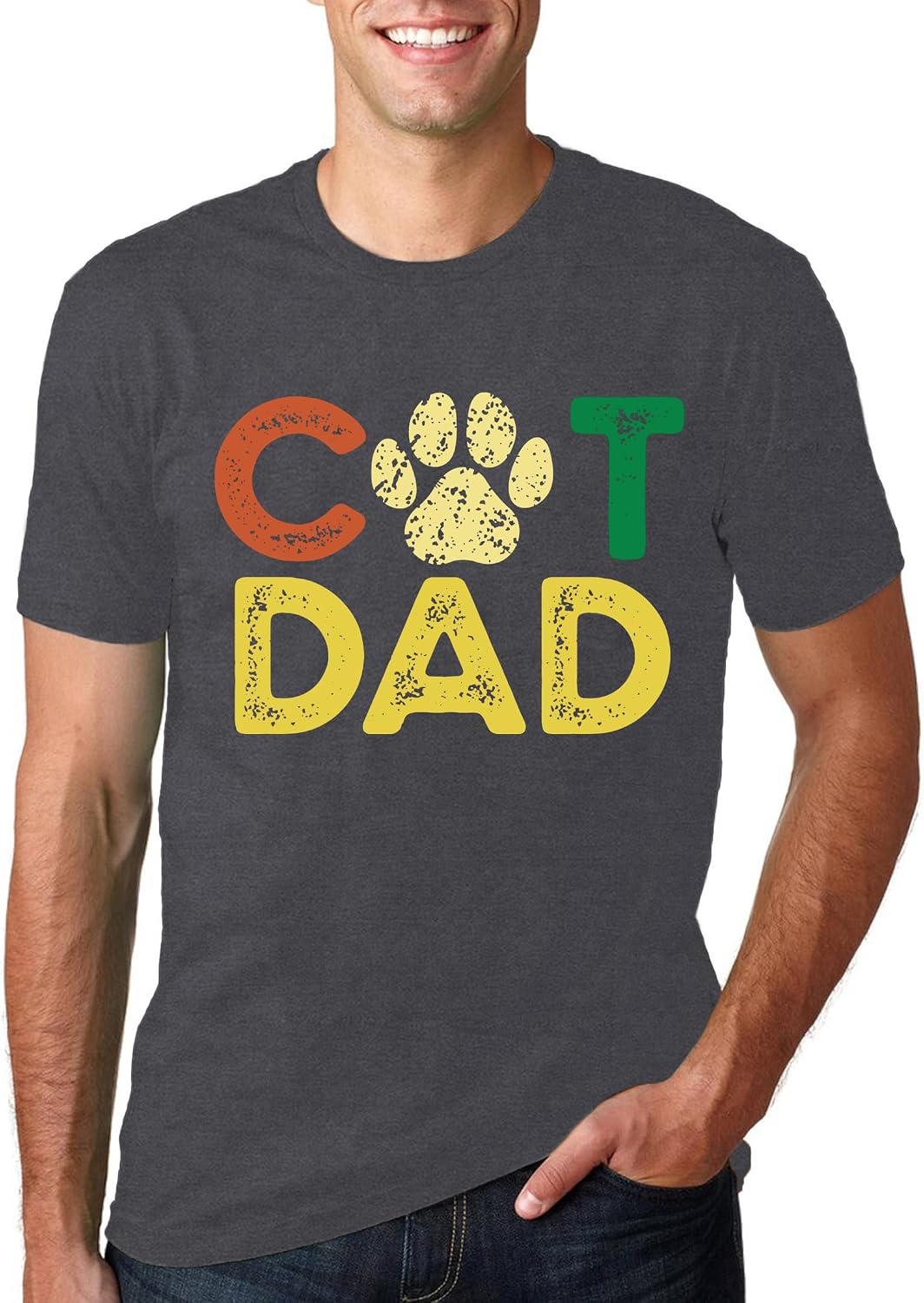 Dad Shirts for Men Funny Dog Cat Dad T-Shirts Fathers Day Tee for Daddy Papa Birthday Tops - Grey