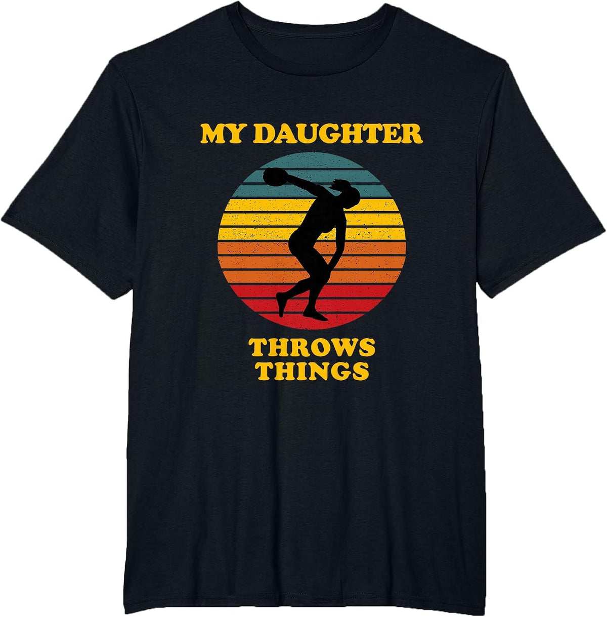 My Daughter Throws Things Funny Track T-Shirt - Black