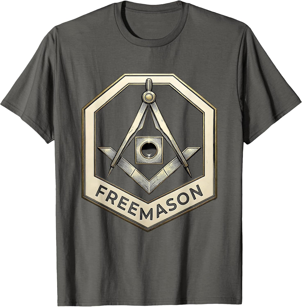 Men's Freemason Square and Compass Masonic Fraternal Pride T-Shirt - Asphalt Grey