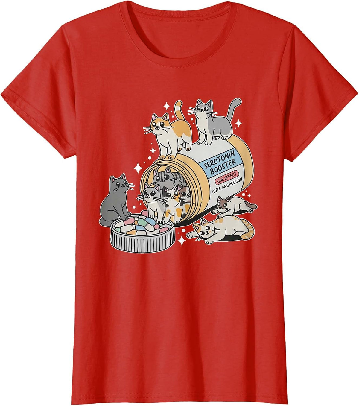 Serotonin Booster Cats, Super Cute for Cat Mom T-Shirt - Red