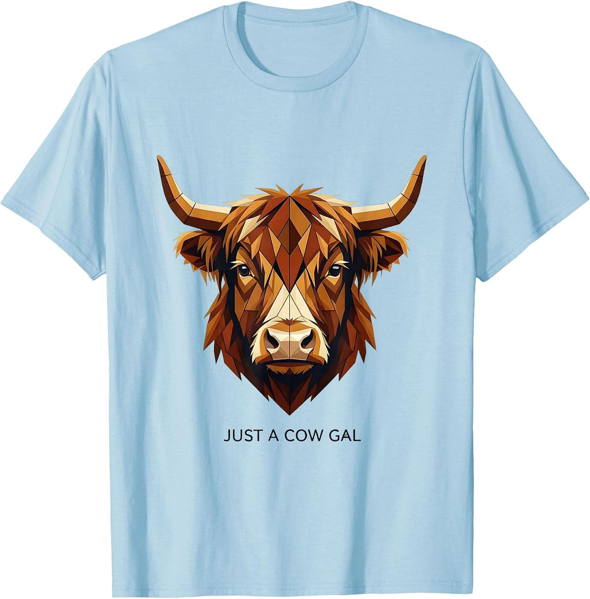 Men's Just a Cow Gal Highland Cow Design T-Shirt - Baby Blue