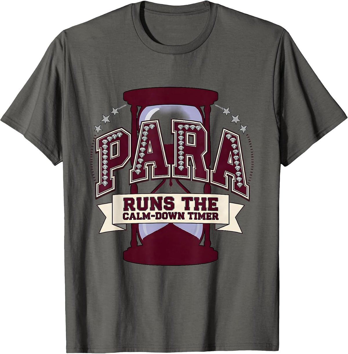 PARA Runs The Calm-Down Timer Paraprofessional Back T-Shirt - Asphalt Grey