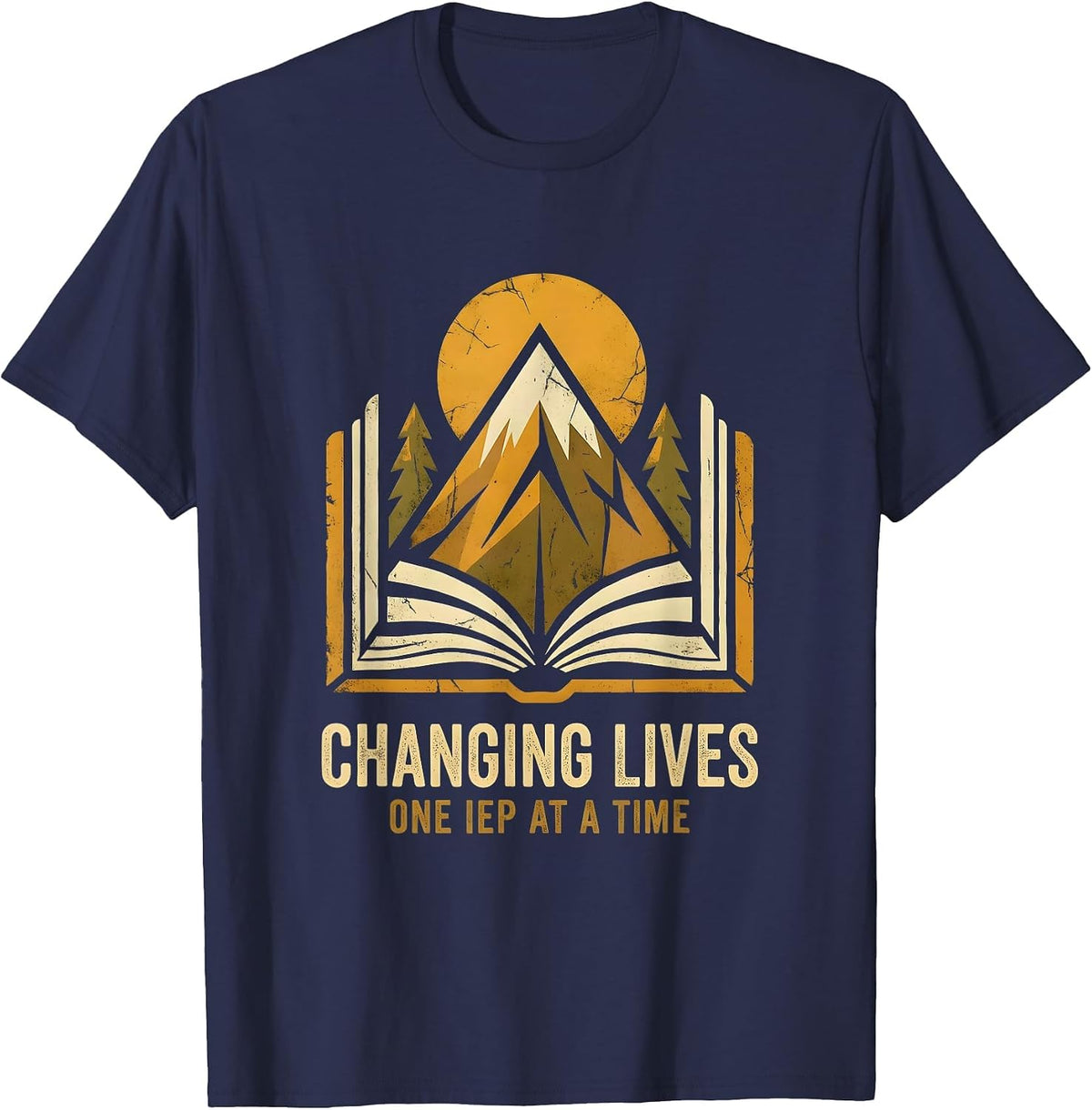 Men's Changing Lives One IEP At A Time Sped Teacher T-Shirt - Navy Blue
