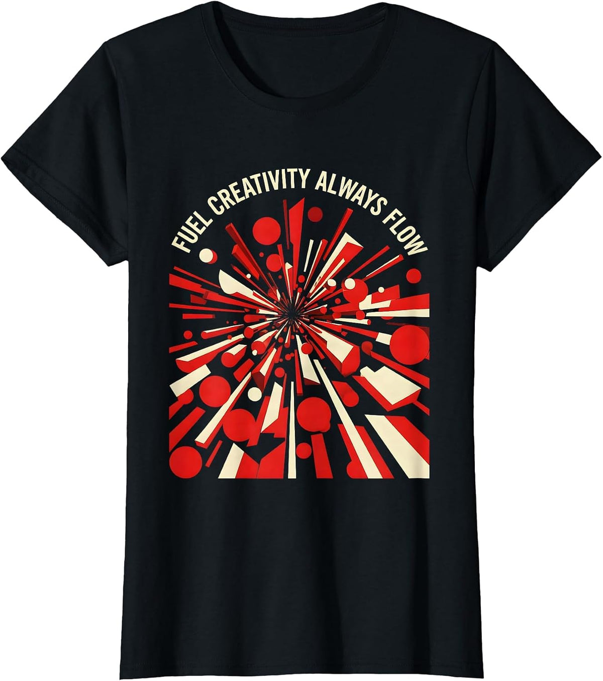 Women's Fuel Creativity Always Flow Artistic Design T-Shirt - Black