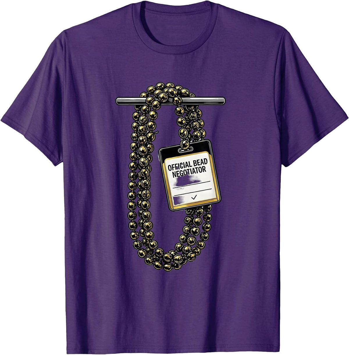 Men's Official Bead Negotiator Funny Mardi Gras Party Group T-Shirt - Purple