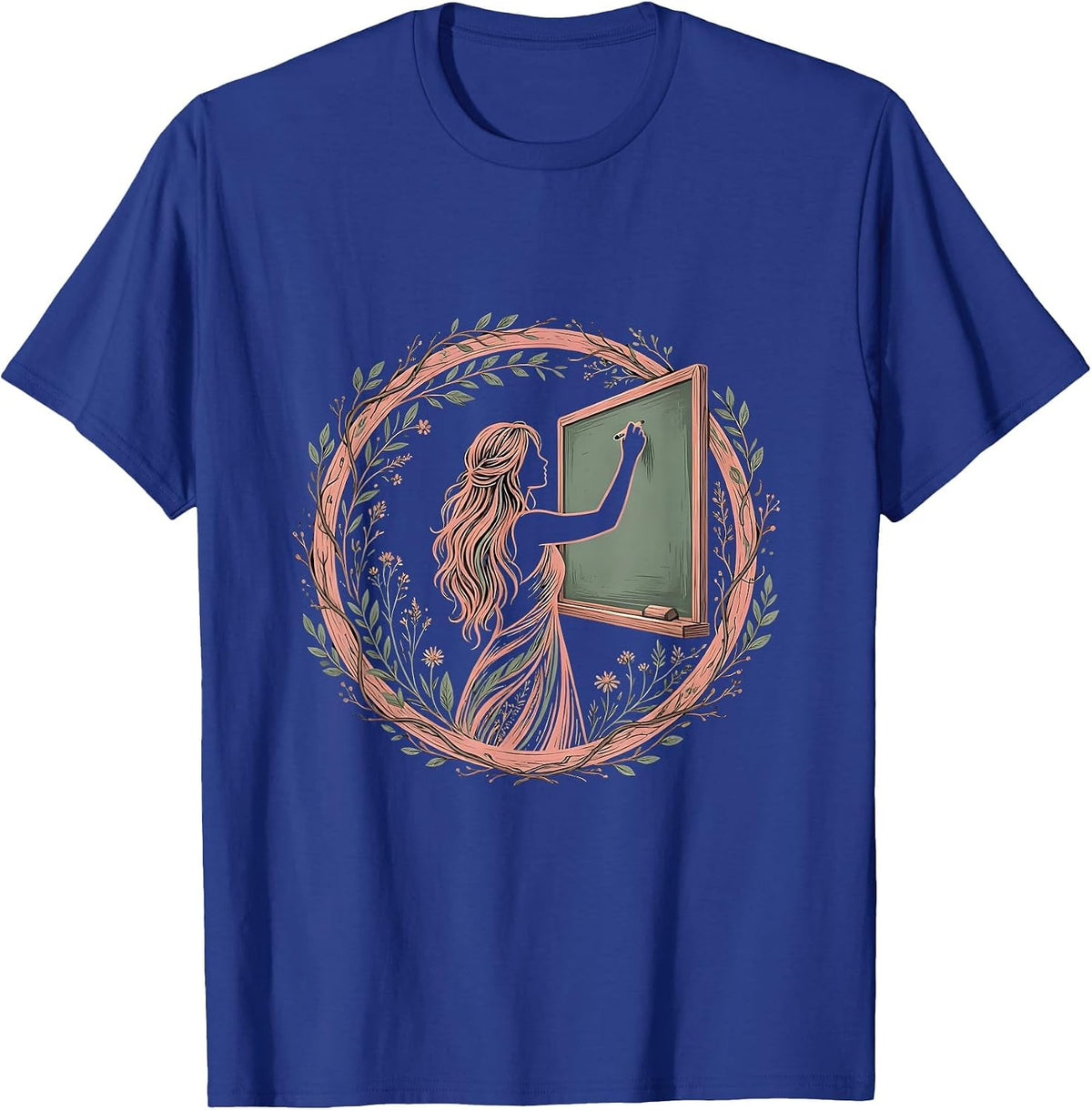 Teacher Chalkboard Illustration Classic Design T-Shirt - Royal Blue