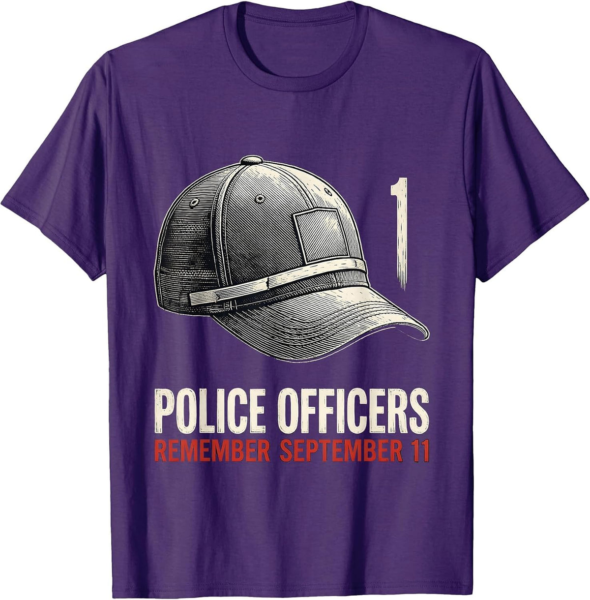 Police Officers Remember September 11 Duty Cap Memorial T-Shirt - Purple