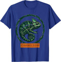 Chameleon Minimalist Badge Line Art Animal T-Shirt - Royal Blue