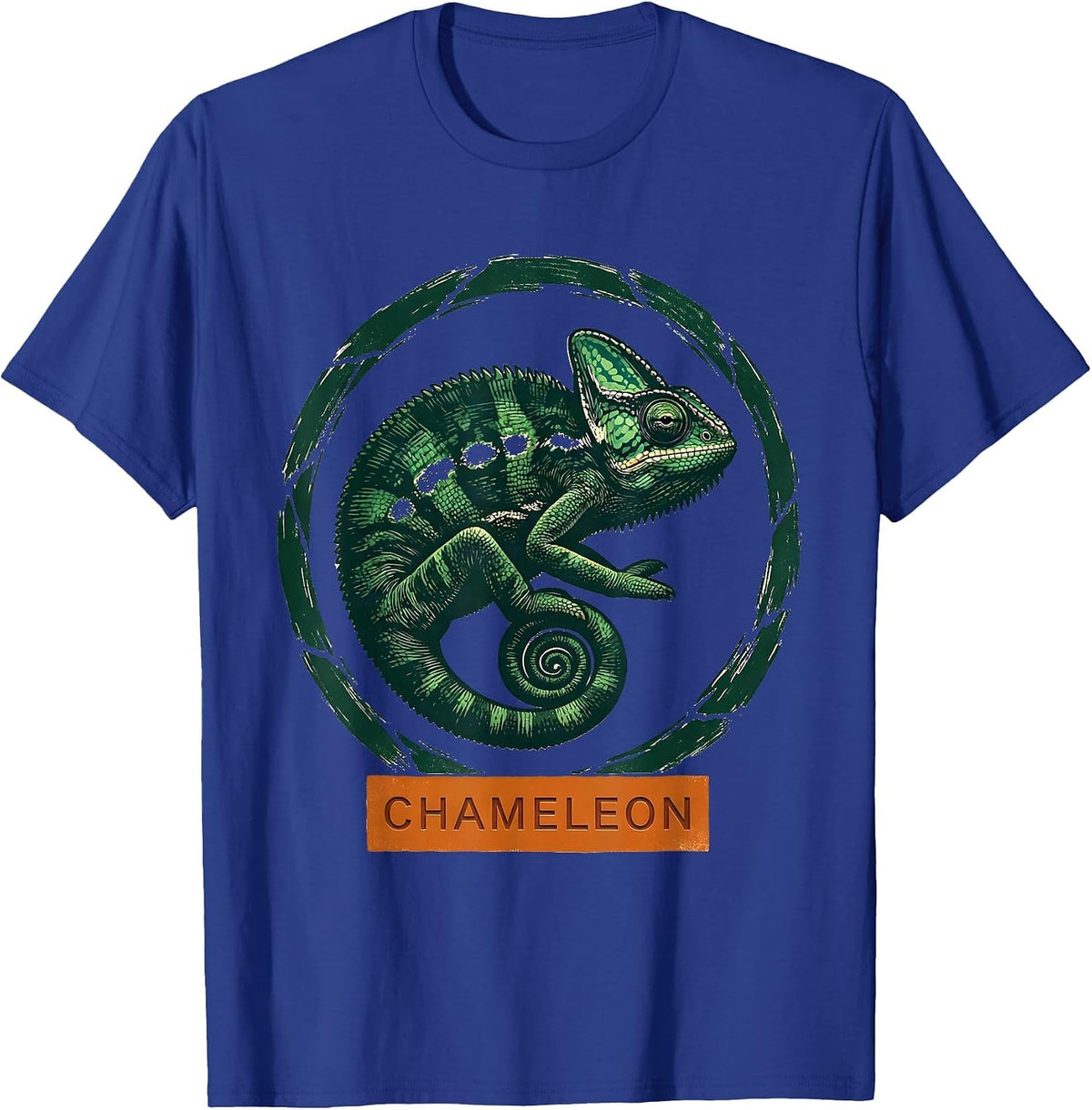 Chameleon Minimalist Badge Line Art Animal T-Shirt - Royal Blue