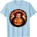 Men's NICU Halloween Tiny Baby Vampire Pumpkin Design T-Shirt - Baby Blue
