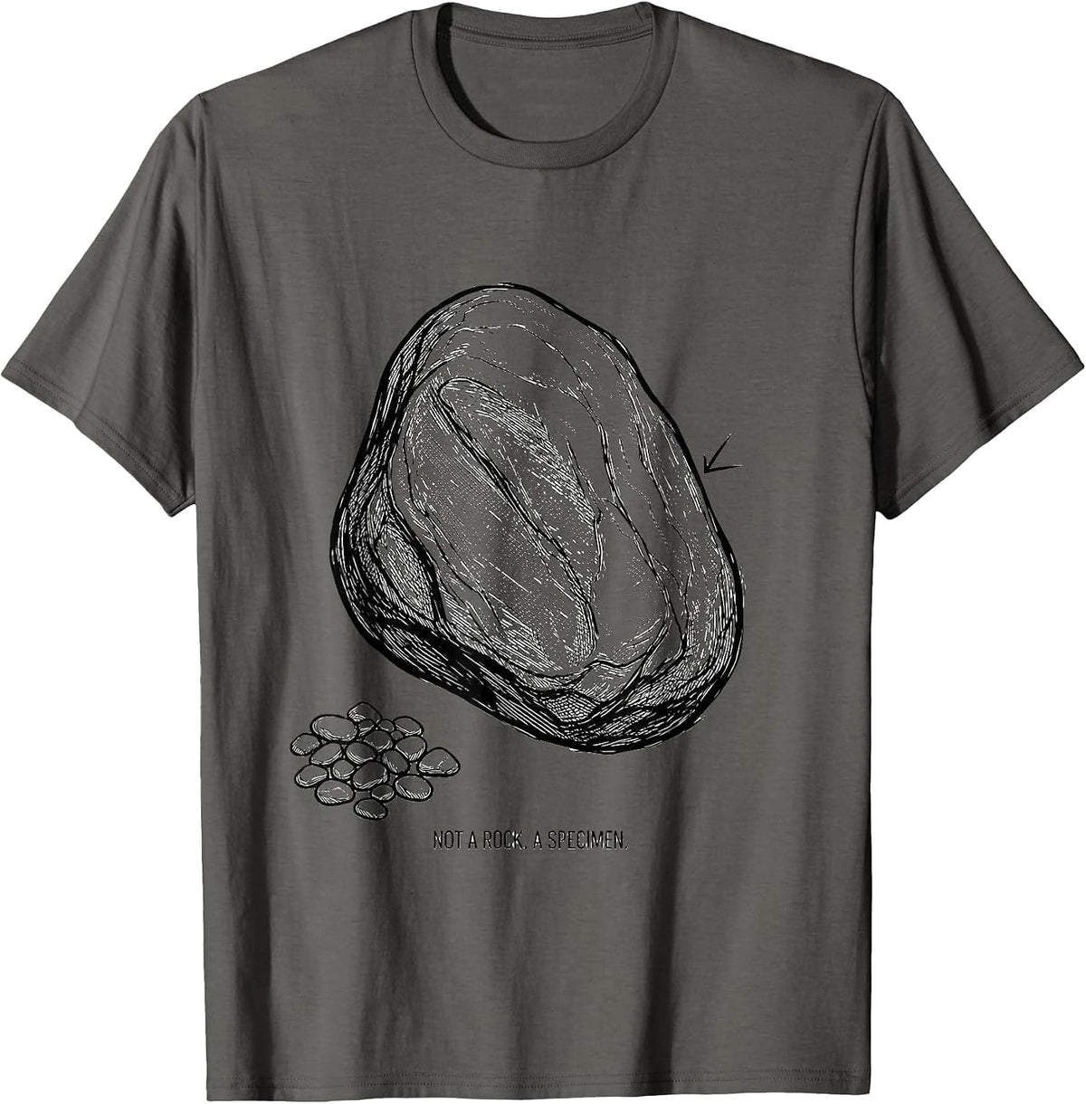 Not A Rock A Specimen Funny Rock Collector Geology Humor T-Shirt - Asphalt Grey
