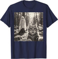 Halloween Tabby Cat Ghost Sheet Selfie Costume Men Women Kid T-Shirt - Navy Blue