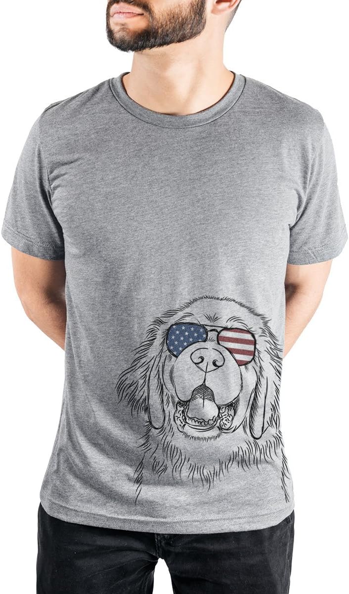 Patriotic Mo the Newfoundland Triblend T-Shirt - Unisex Grey Crew Neck