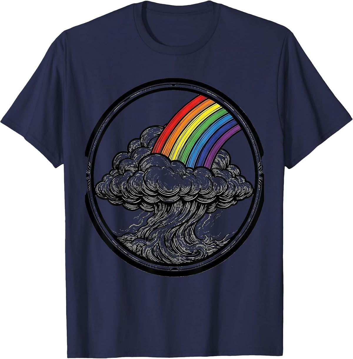 Social Worker Storm Cloud Rainbow Graphic T-Shirt - Navy Blue