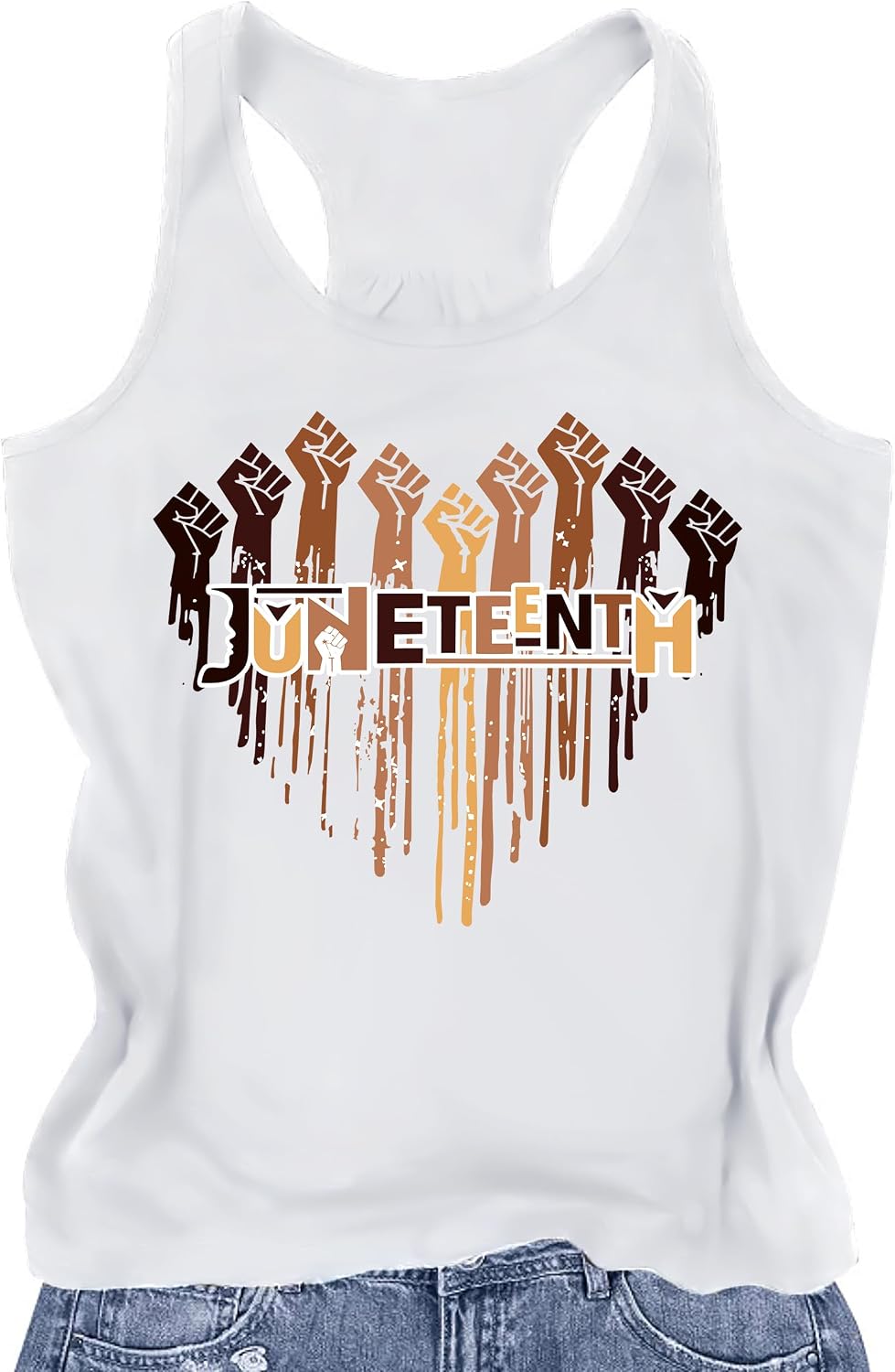 Juneteenth Shirts Women 1865 Black Independence Day Tank Black History Tee African American Shirt Summer T-Shirt - White