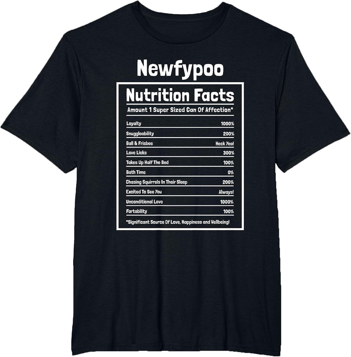 Newfypoo Nutritional Facts Funny Dog T-Shirt - Black