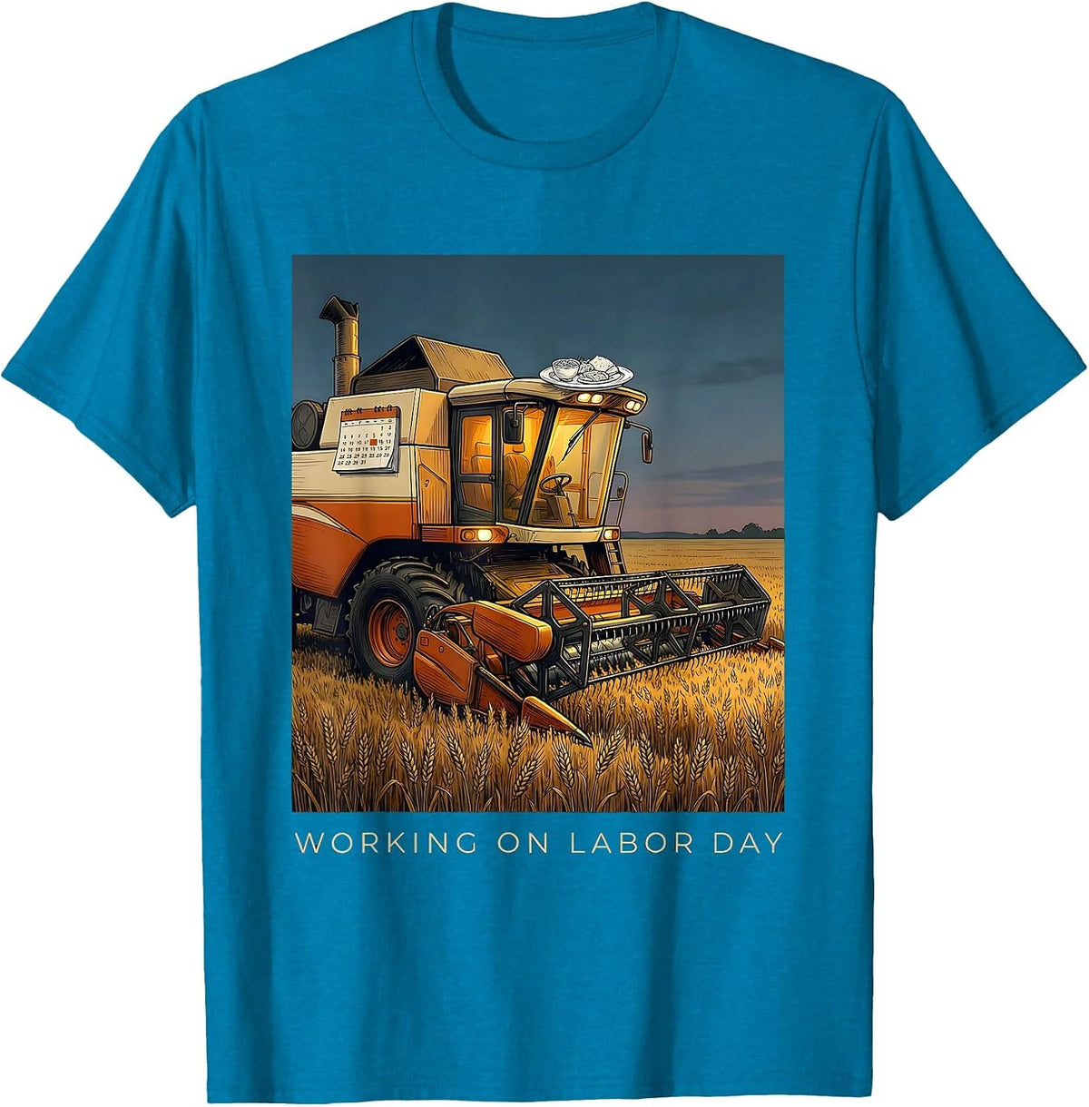 Working On Labor Day Funny Farmer Humor Blue Collar Pride T-Shirt - Sapphire Blue