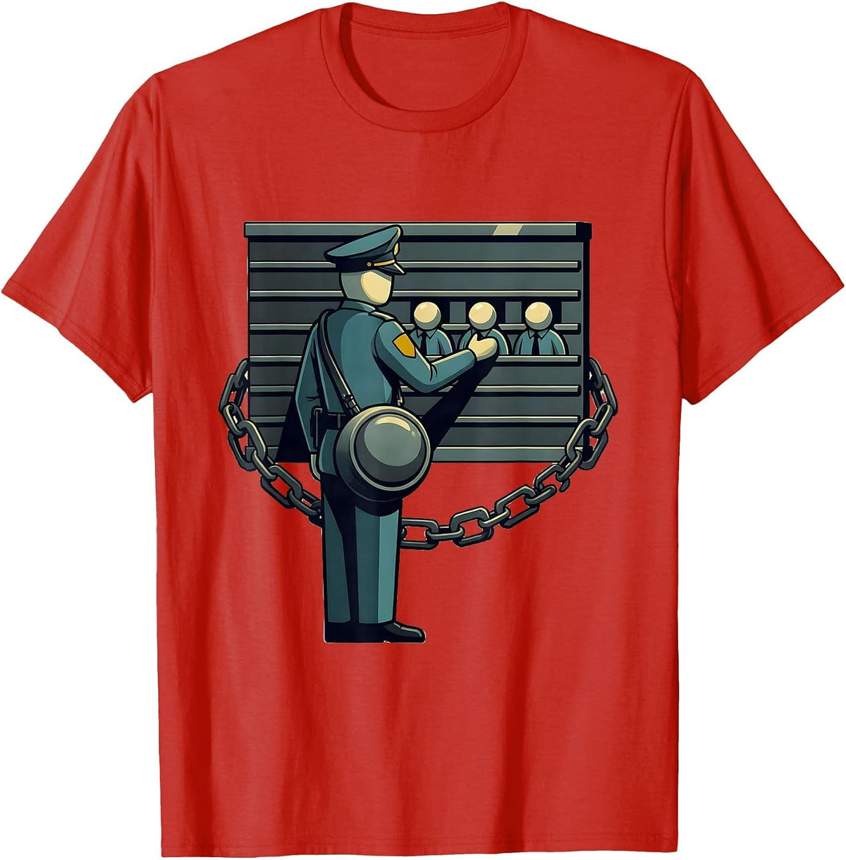 Men's Uniformed Officer Sorting Funny Police Officer Gift T-Shirt - Red
