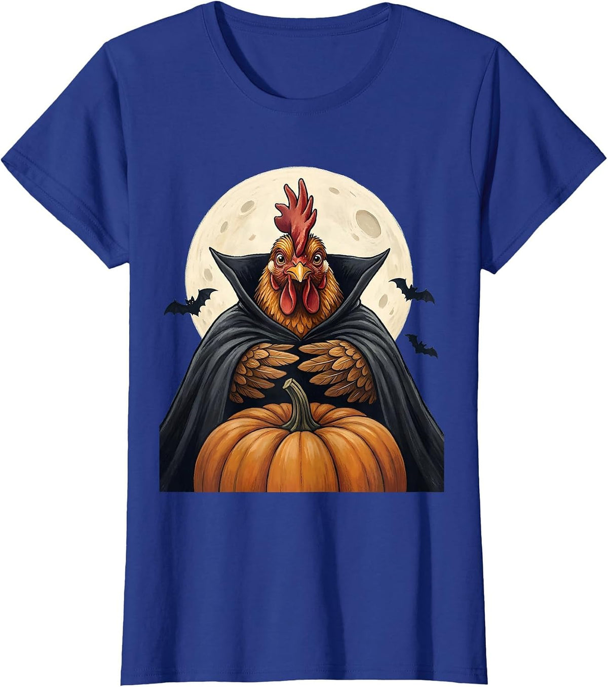 Women's Chicken Vampire Halloween Farm Chicken Lover Humor T-Shirt - Royal Blue
