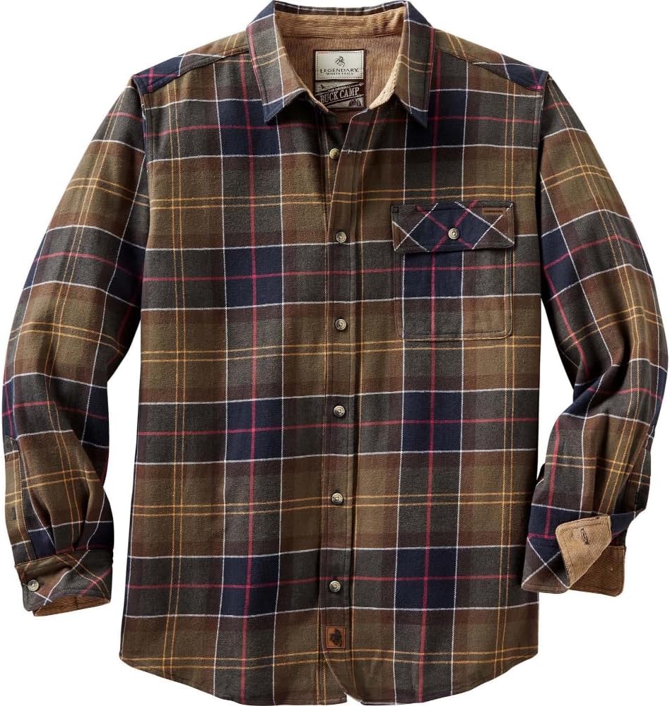 Legendary Whitetails Men's Buck Camp Flannel Long Sleeve Button Down Shirt - Huntsman Plaid