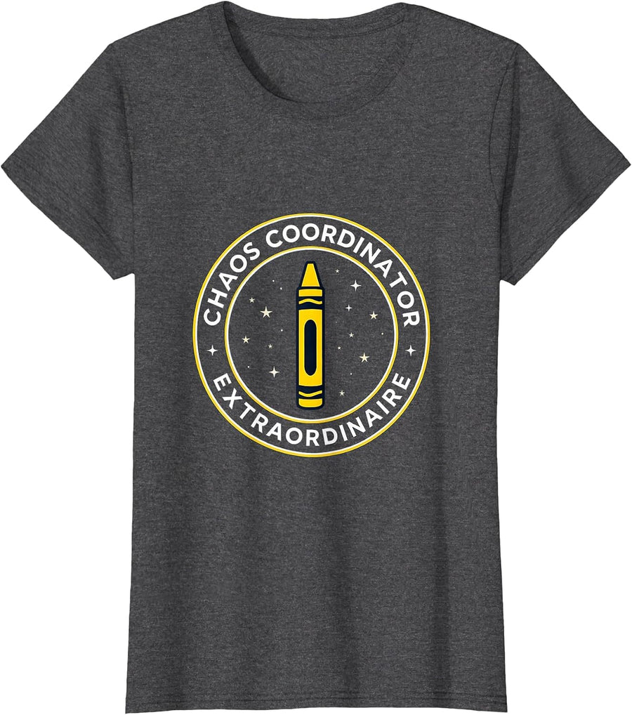 Women's Chaos Coordinator Extraordinaire PreK Teacher T-Shirt - Dark Heather Grey