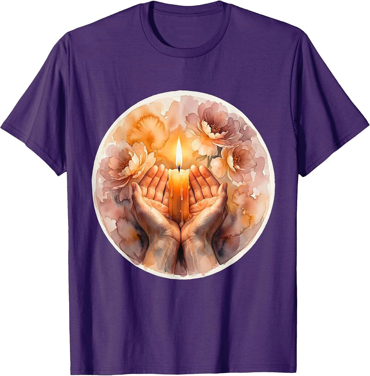 Men's Social Worker Candle Flame Cupped Hand Graphic T-Shirt - Purple
