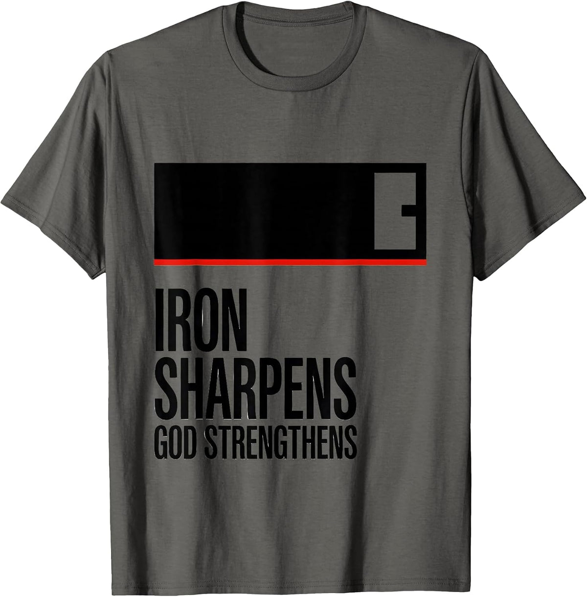 Iron Sharpens God Strengthens Christian Gym Faith Workout T-Shirt - Asphalt Grey