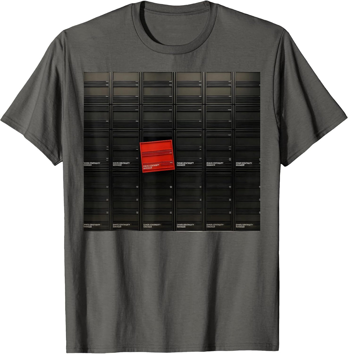 Men's Chaos Continuity Manager Funny Chaos Coordinator Novelty T-Shirt - Asphalt Grey