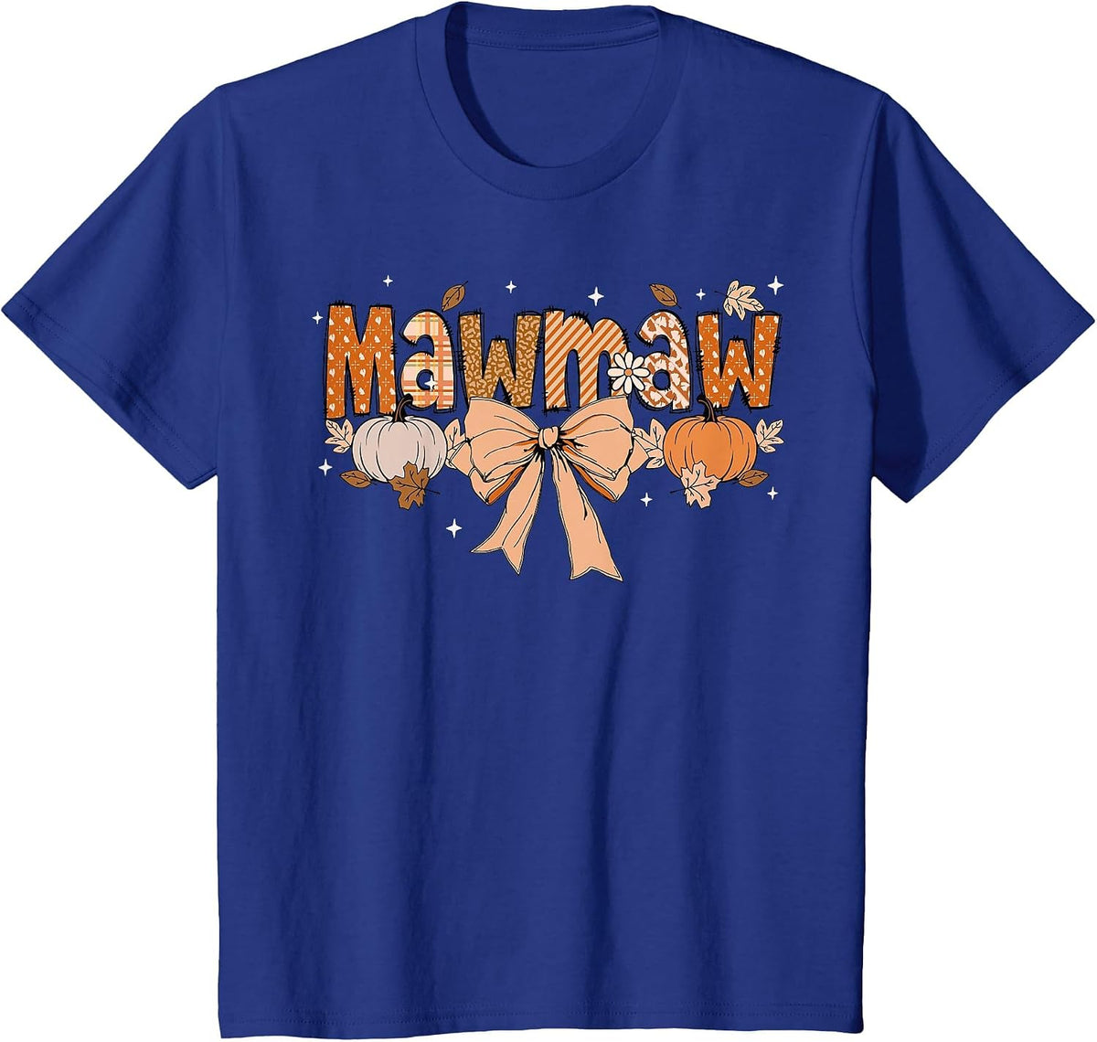 Mawmaw Pumpkin Fall Coquette Bow Thanksgiving Mom Women T-Shirt - Royal Blue