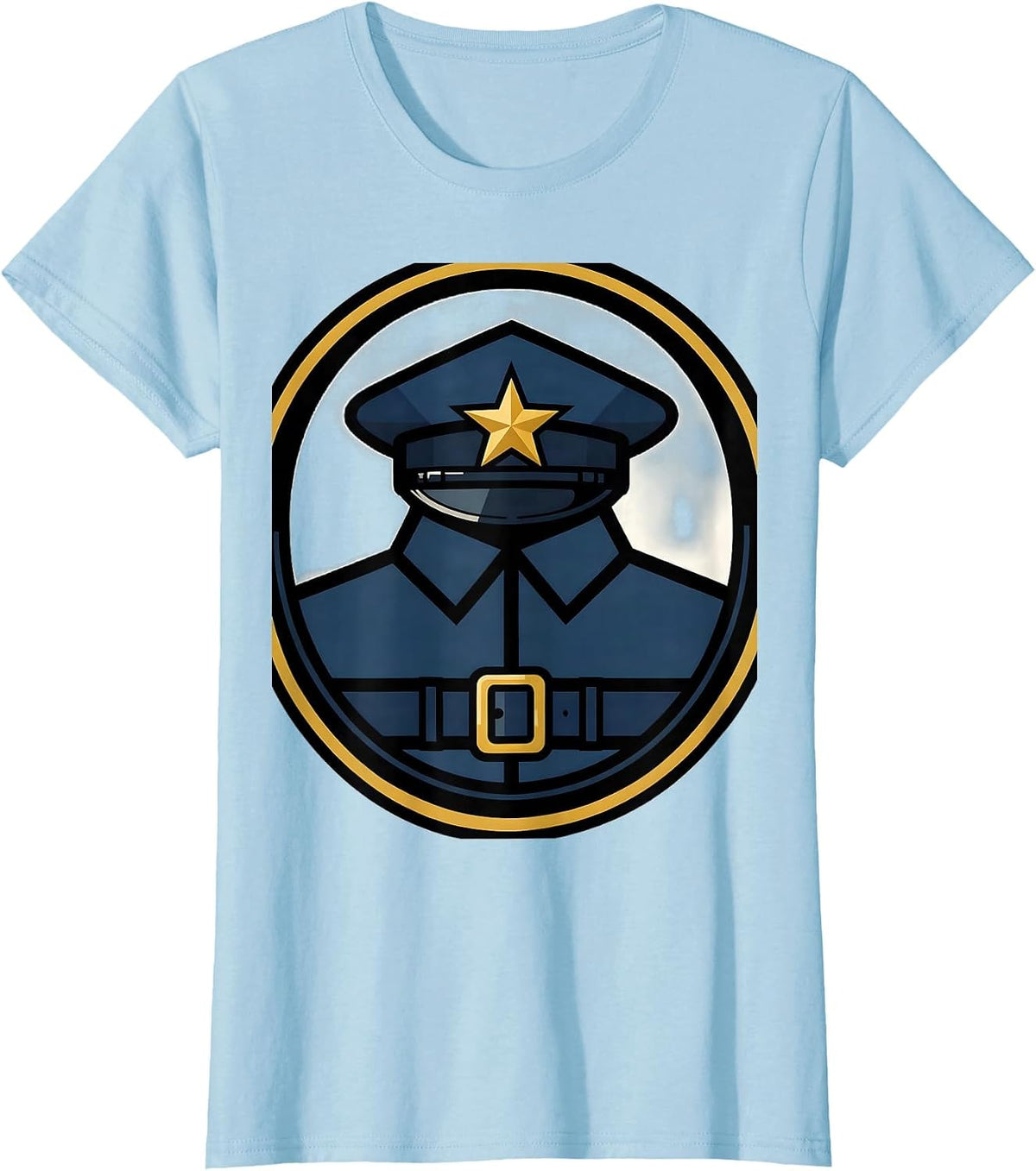 Police Officer Emblem Halloween Costume Novelty T-Shirt - Baby Blue