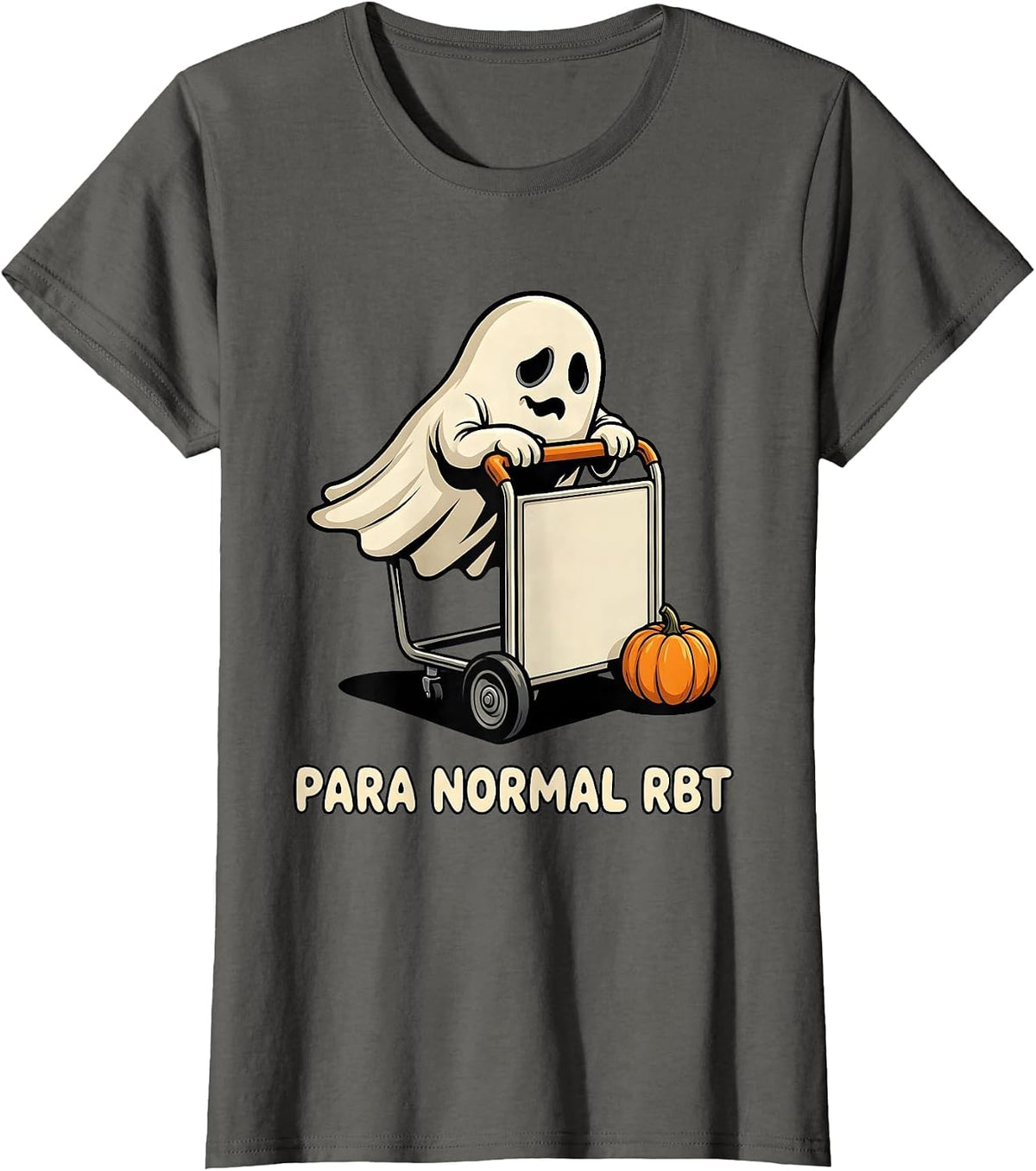 Women's Para Normal RBT Cartoon Ghost Halloween Paraeducator T-Shirt - Asphalt Grey