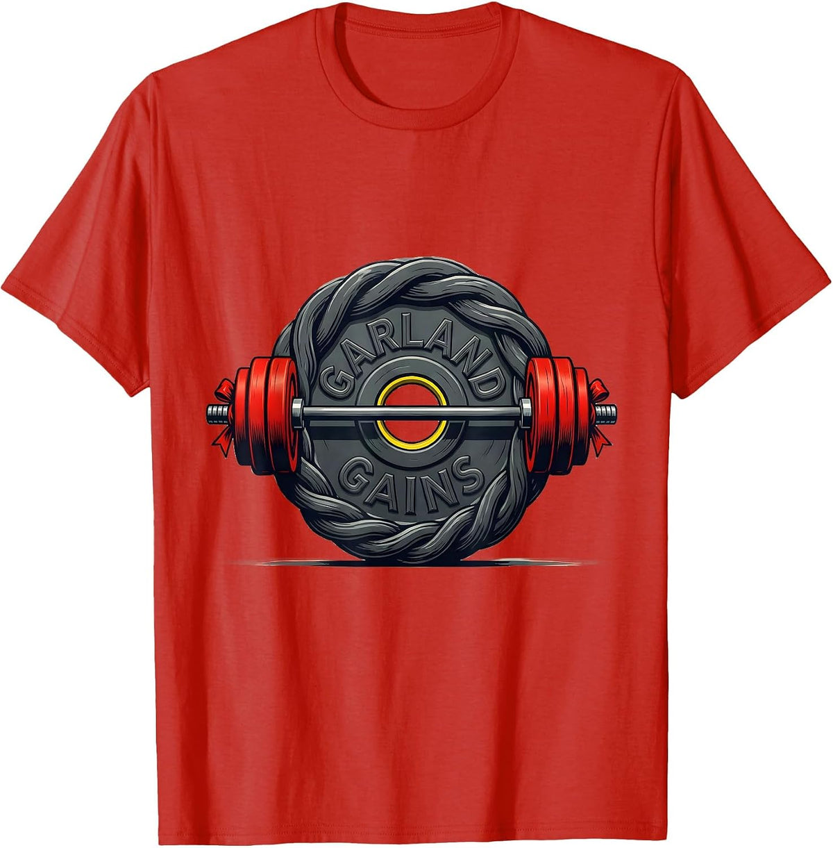 Men's Garland Gains Funny Christmas Gym Weightlifting Fitness T-Shirt - Red