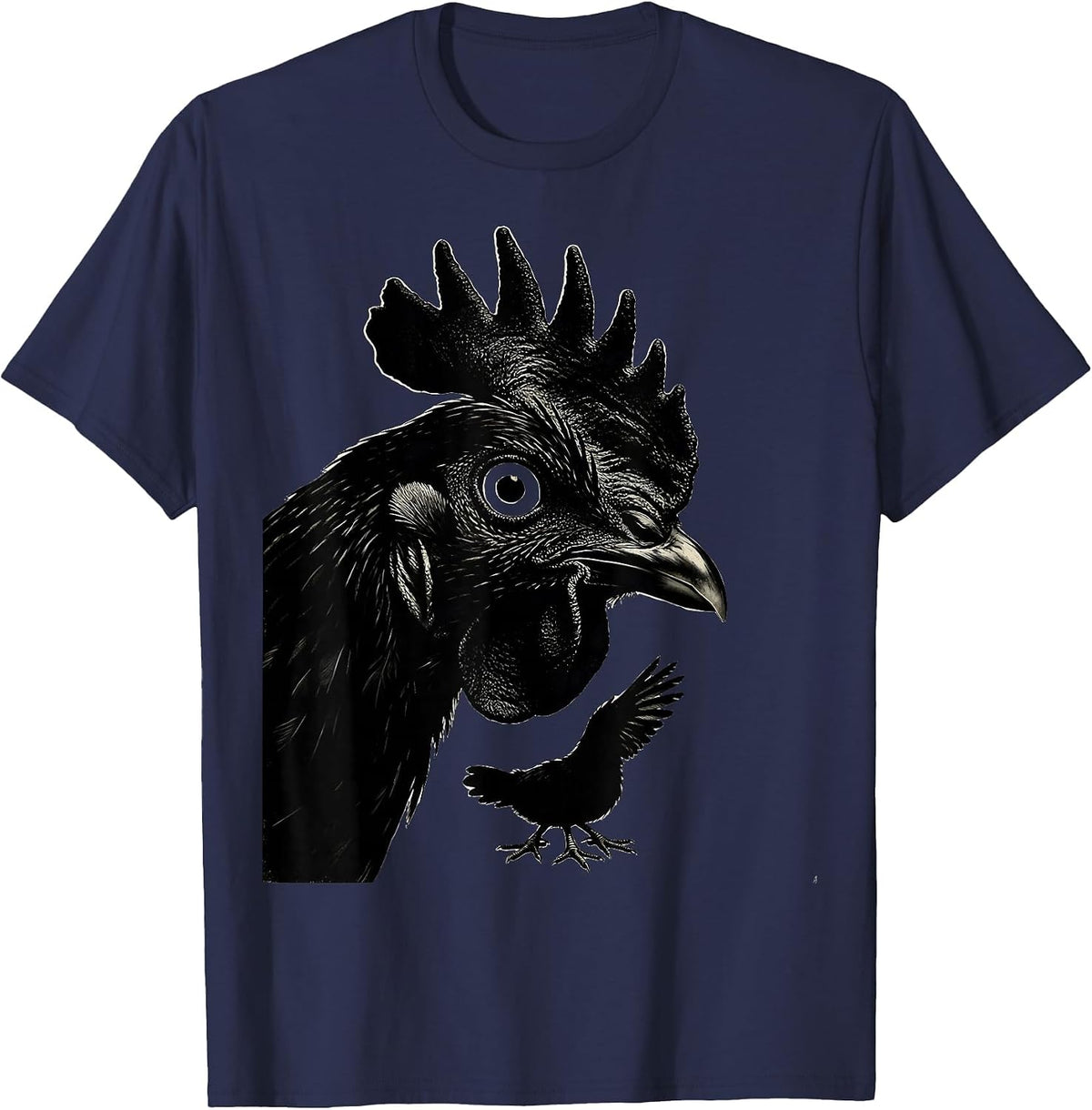 Men's Chicken Head Funny Chicken Lover Farm Animal Humor T-Shirt - Navy Blue