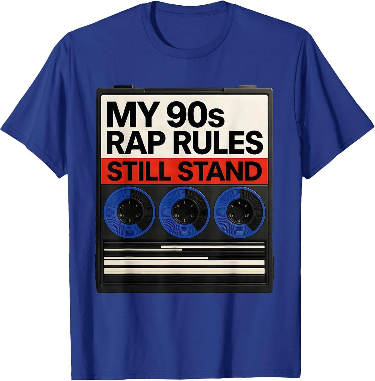 Men's My 90s Rap Rules Still Stand Bauhaus Modernist Hip Hop T-Shirt - Royal Blue
