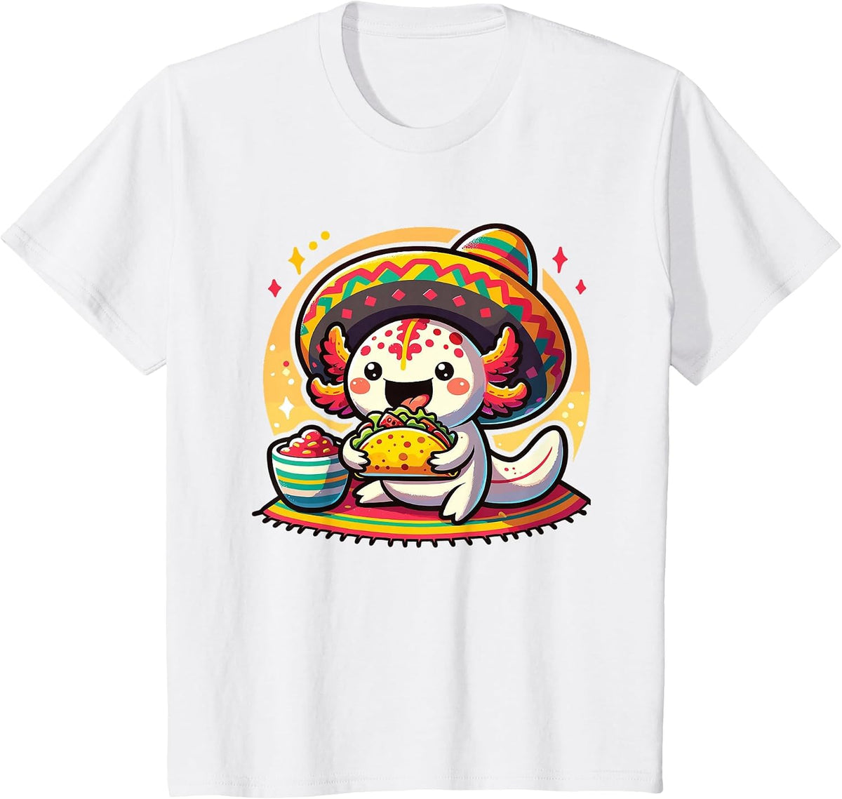 Tacolotl Funny Mexican Axolotl Eats Taco T-Shirt - White