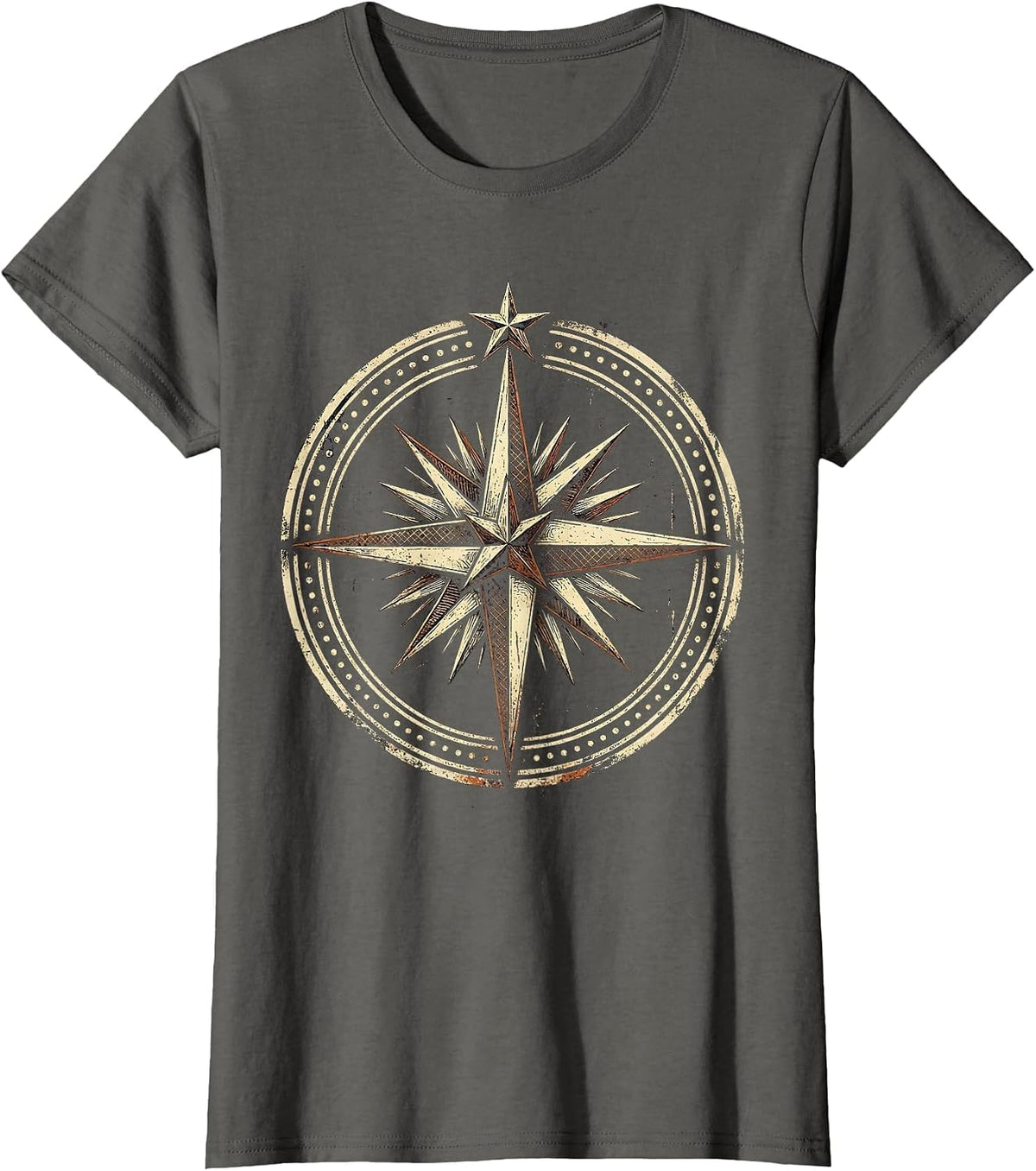 Women's Social Worker Compass Rose Guiding Star Design T-Shirt - Asphalt Grey